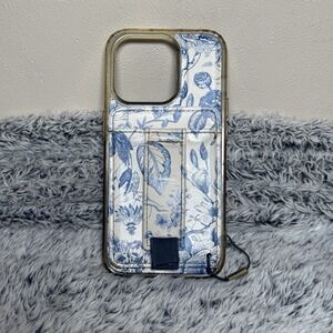 Blue and White Magnetic Finger Loop Wallet Walli Case for iPhone 15 Pro ONLY